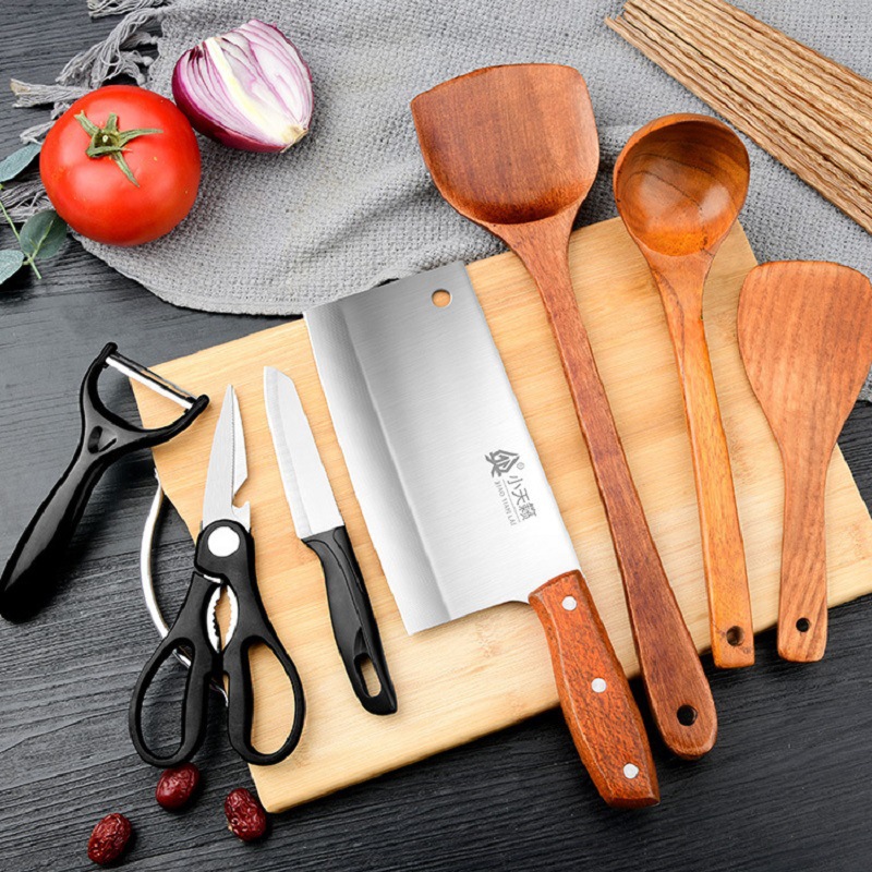 Kit de cuchillos combinación de conjunto completo de utensilios de cocina domésticos Yangjiang cocina 2 en 1 cuchillo de cocina tablero de cocina cuchillo de corte de alimentos suplementarios tablero de corte