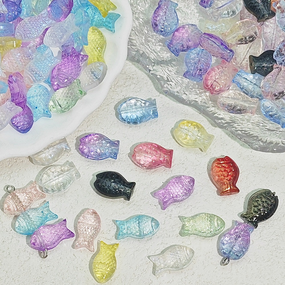 极光渐变双色琉璃小鱼玻璃串珠diy饰品配件手链耳环项链配饰材料