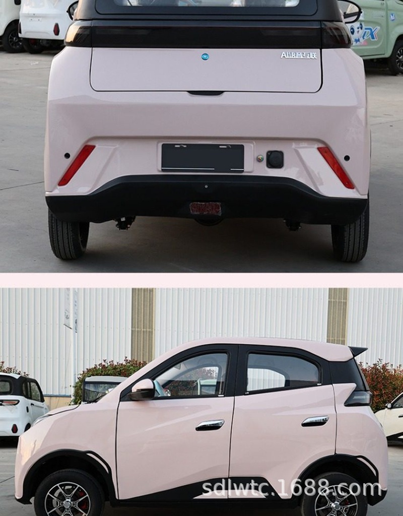 Seagull-Style Electric Four-Wheel Vehicle, Household Fuel-Electric Hybrid Car for Women, Fully Enclosed Lithium Battery Electric Vehicle