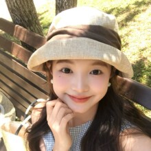 日系高级感仿亚麻渔夫帽子女夏季显脸小透气盆帽出游防晒遮阳帽潮