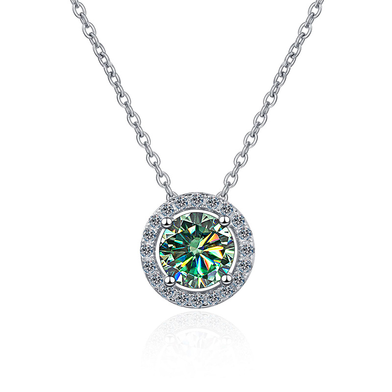 Ventas transfronterizas clásicas de Seiko 925 plata esterlina collar de piedra de moissanita colgante de bolsillo de mujer simple coreano