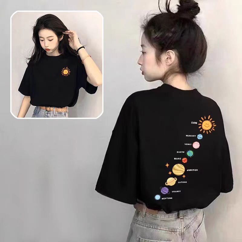 Pure Cotton Short-Sleeved T-Shirt for Women Black 2025 New Popular Summer Design Niche T-Shirt Fashionable Versatile Top