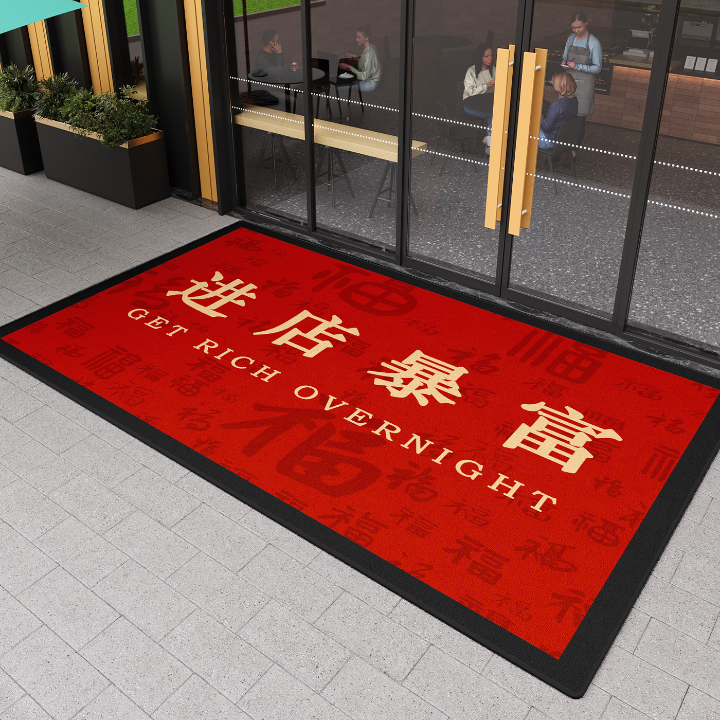 Alfombra de entrada de la tienda alfombra de entrada de la puerta absorción de agua pedal alfombra de bienvenida comercial roja antideslizante interior y exterior