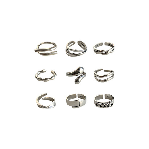 Retro Heavy Work Combination Ring for Women, Ins Ring, Light Luxury, Unique Design, Personality, Simple, Cold Style, New Arrival
