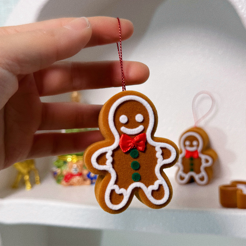80g Weight Jewelry Boxes Classification 1 Piece Flocking Cute Christmas Gingerbread Jewelry Boxes