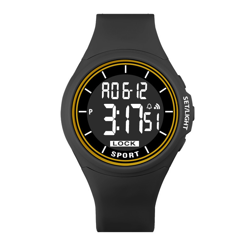 Reloj electrónico redondo de los hombres de moda estudiante multi-funcional impermeable luminoso reloj electrónico reloj LED al por mayor