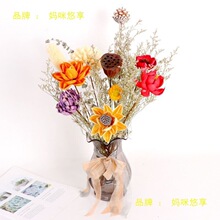 ins网红天然干花棉花麦穗永生花真花花束兔尾草插花客厅装