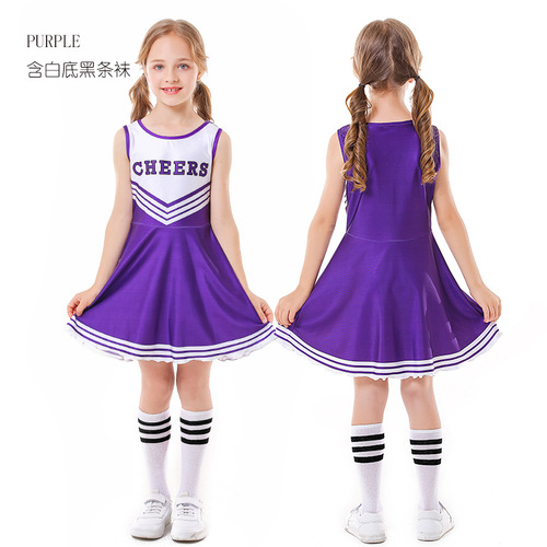 Children's Cheerleading Uniforms Foreign Trade Supply Five Colors CHEERS Sleeveless Football Baby Cheerleading Skirt Women's Socks