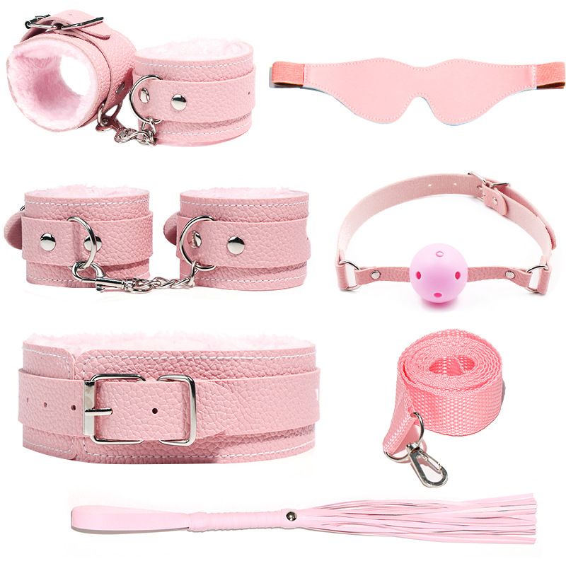 Juego de accesorios Jiuai SM incluido con esposas, látigo de cuero, tapón anal, suministros divertidos para habitaciones de parejas adultas, herramientas de juego sexual