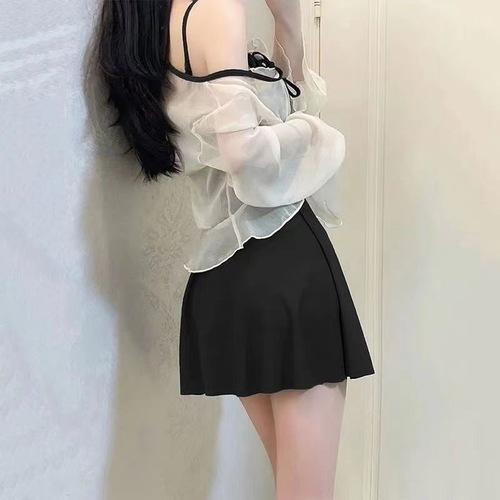 Summer New INSPOT Style Women's Two-Piece Swimsuit, Bodysuit Style Slimming, Stomach Covering Conservative Hot Spring Swimming Outfit