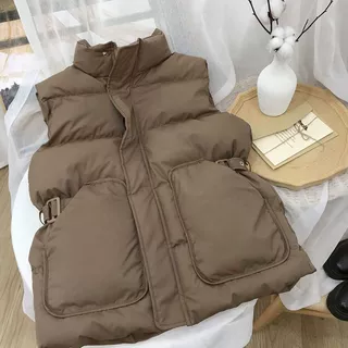 跨境羽绒棉马甲女显瘦宽松秋冬新款无袖立领设计感收腰坎肩外套潮