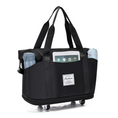 Large-capacity foldable expandable shopping bag travel bag with swivel wheels business trip flight bag student clothing bag
