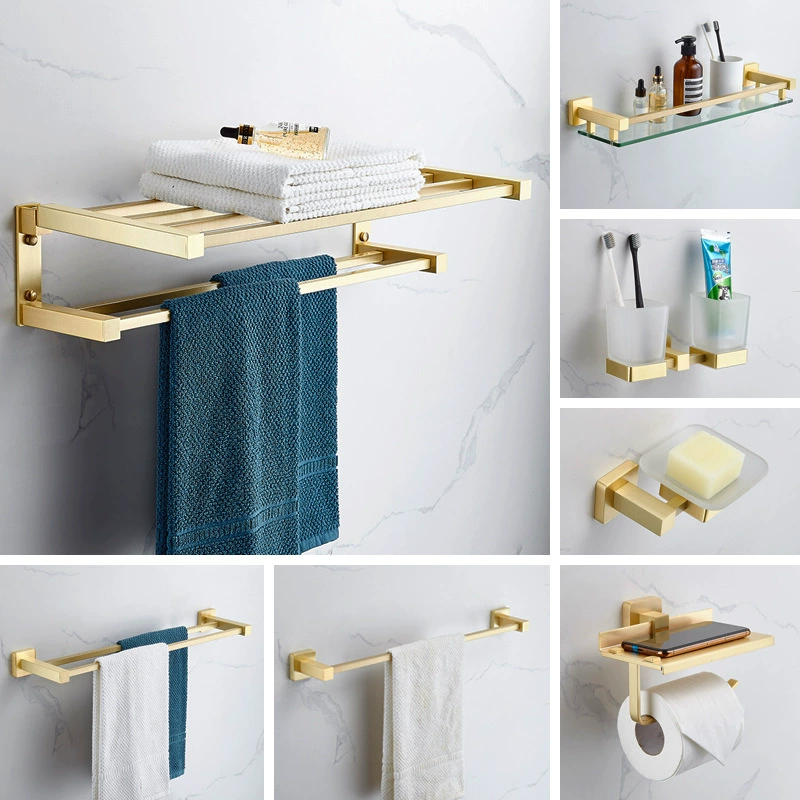 Brass golden copper matte pendant, bath towel, set, simple and elegant design, light luxury style
