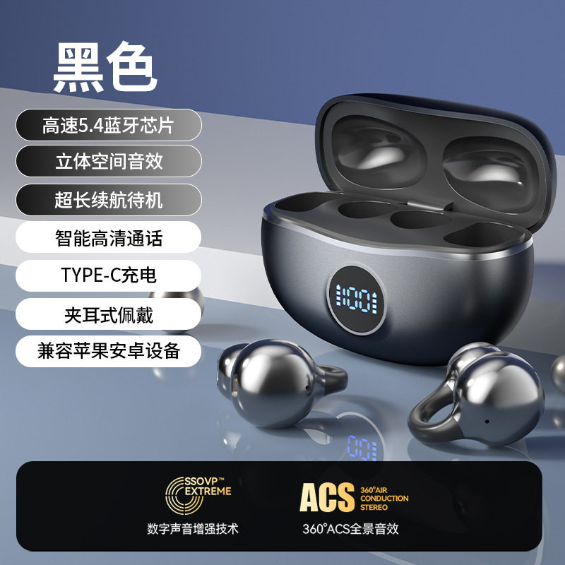 Source Factory 2025 クリップオン型骨伝導 OWS 長いバッテリー寿命と高品質のプライベートモデルノイズトゥルーワイヤレス Bluetooth ヘッドセット|undefined