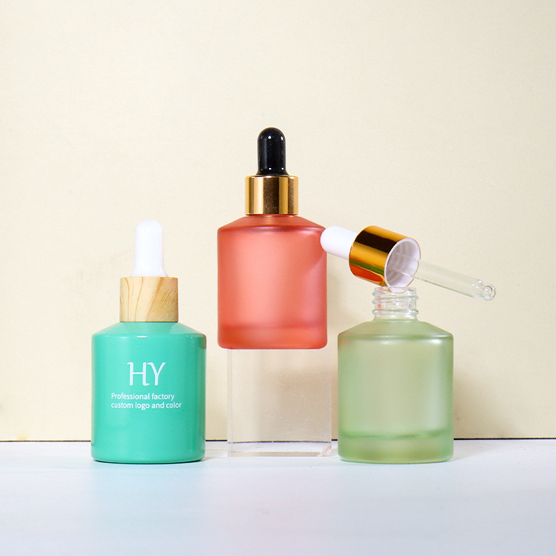 厂家直销 30ml圆形斜肩滴管瓶 护肤品精油瓶