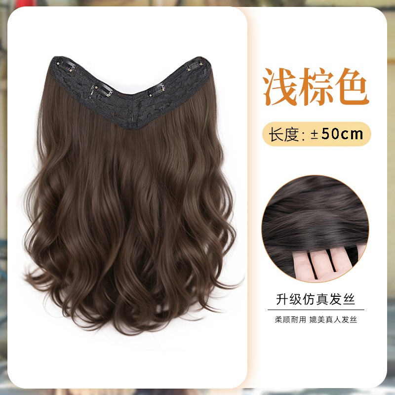 Perucas onduladas largas rizos de una pieza de cabello invisible extensión de cabello peludo peludo femenino peludo simulado peludo