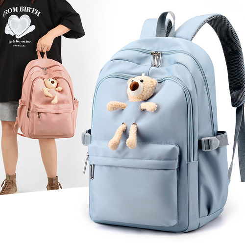 Wholesale new ins student backpack, female college simple large capacity school bag, versatile Japanese and Korean junior and high school backpack