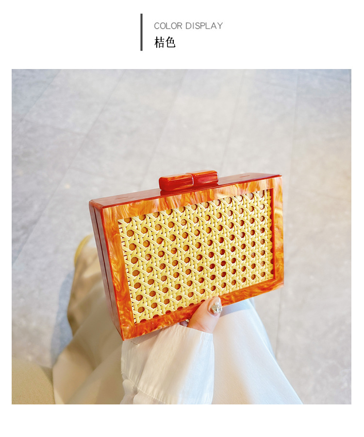 New fashionable green wicker acrylic bag for cross-border foreign trade women, evening bag, single-shoulder crossbody banquet clutch undefined