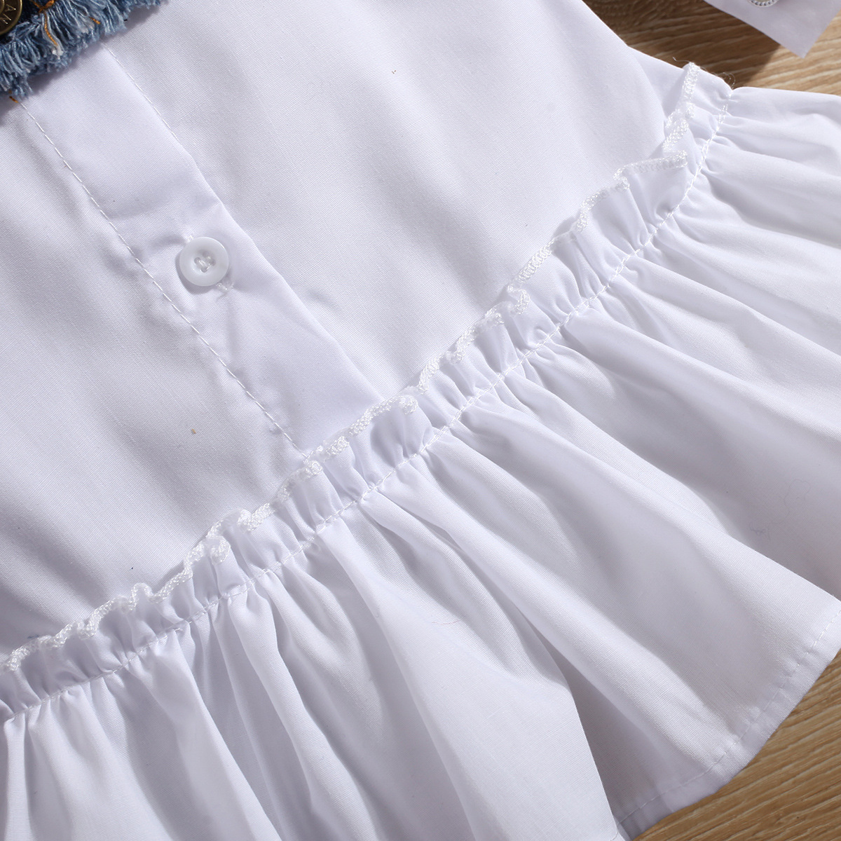 2024 Frühling und Herbst Kinderkragen Hemdrock Mädchen Rüschenkleid Cowboy Tank Top Zweiteiliges Set_voghion.com