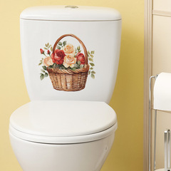梵汐fun-m17外貿浪漫玫瑰花籃情人節馬桶貼浴室衛生間裝飾牆貼紙