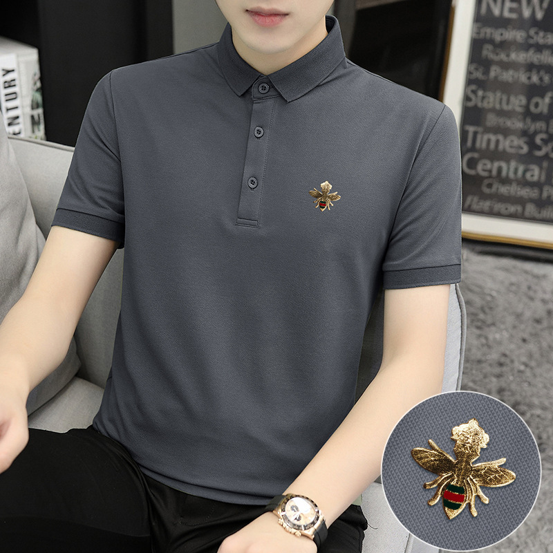 2026 Summer Luxury Polo Shirt for Men, Short-Sleeve Turn-Down Collar T-Shirt, Business Casual Polo Shirt with Small Bee Design for Men