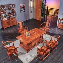 红木刺猬紫檀茶桌椅牡丹茶台办公泡茶桌椅组合花梨木实木新会厂家
