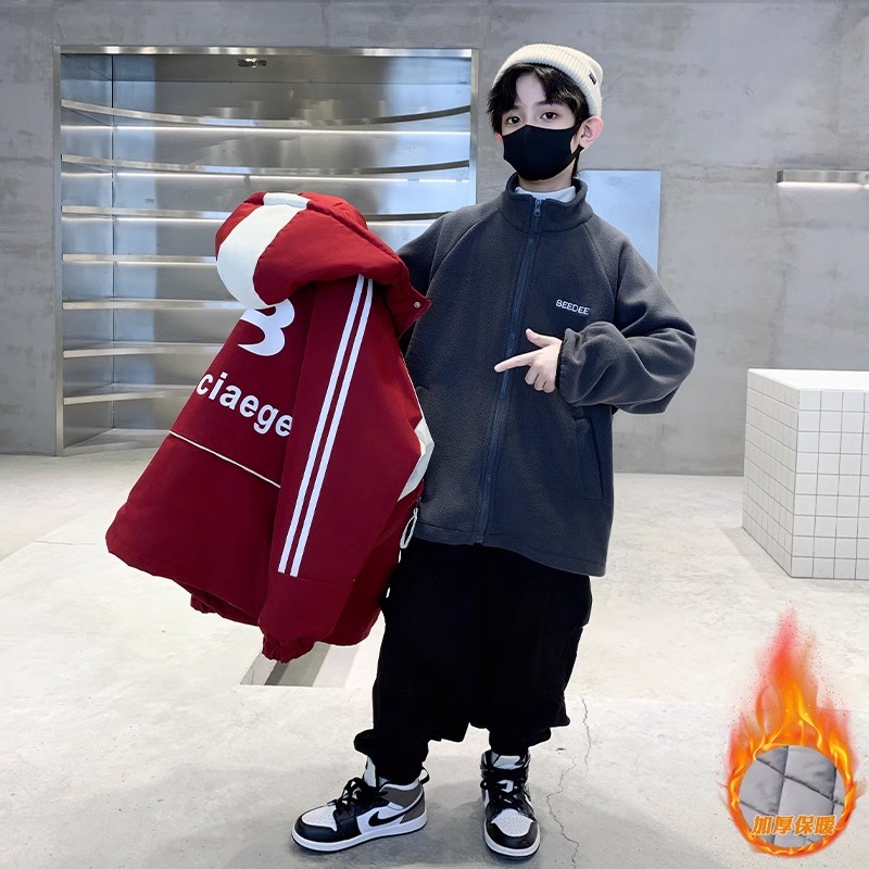 (2개) 어린이 소년 코트 3 대 1 재킷 겨울 옷 새로운 스타일 큰 어린이 면화 패딩 러시 옷 HUZHOU ZHILI
