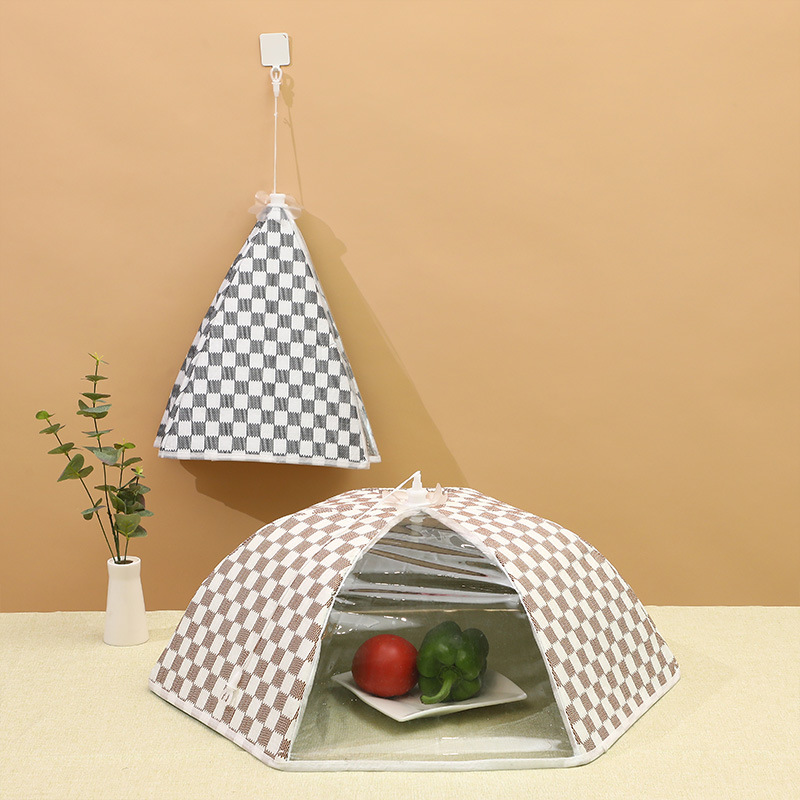 2023 Checkered Insulated Food Cover with Folding and Stacking Thick Dustproof Lid Aluminum Foil Food Cover for Food Wholesale