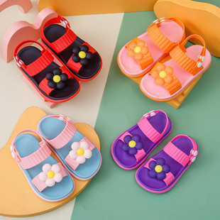 2024 New Girls Sandals Cute Flower Outerwear Beach Shoes Children Girls Sandals
