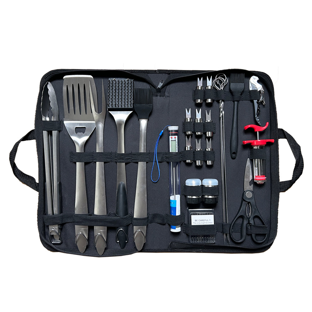 Herramientas de barbacoa de acero inoxidable 25 piezas herramientas de barbacoa traje al aire libre barbacoa al por mayor