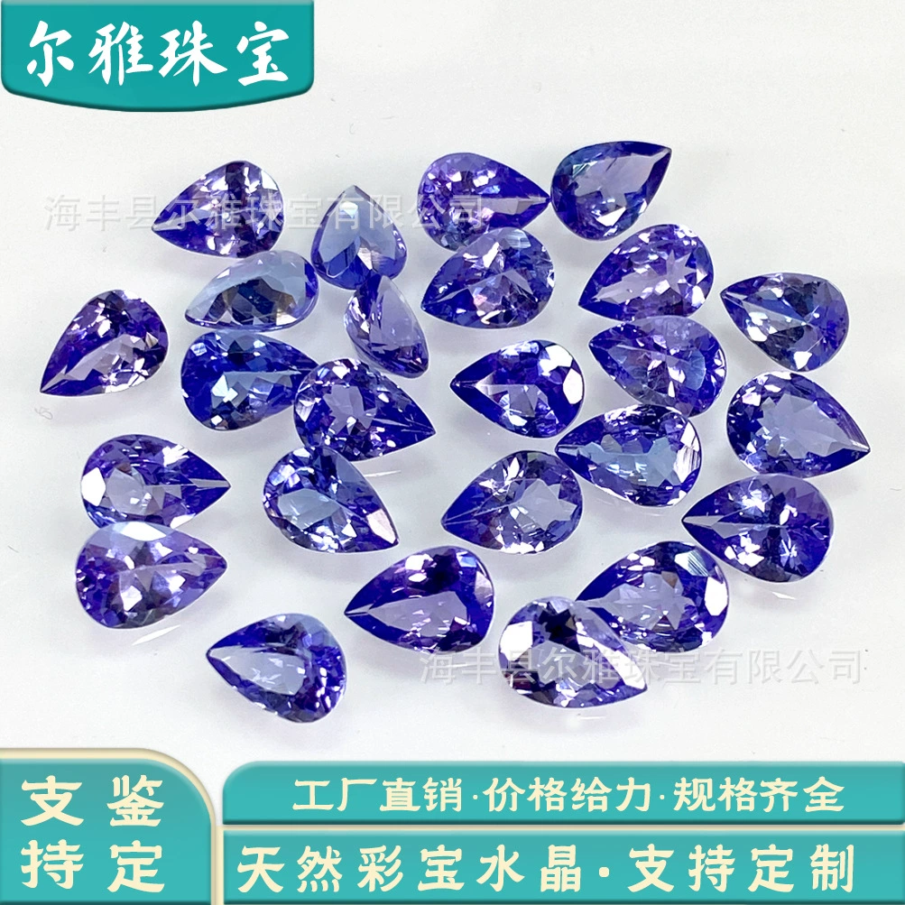 Натуральный камень танзанит поверхность кольца каплевидной воды высокой четкости цвет огня хороший высококачественный 18K инкрустированный голый камень с камнем