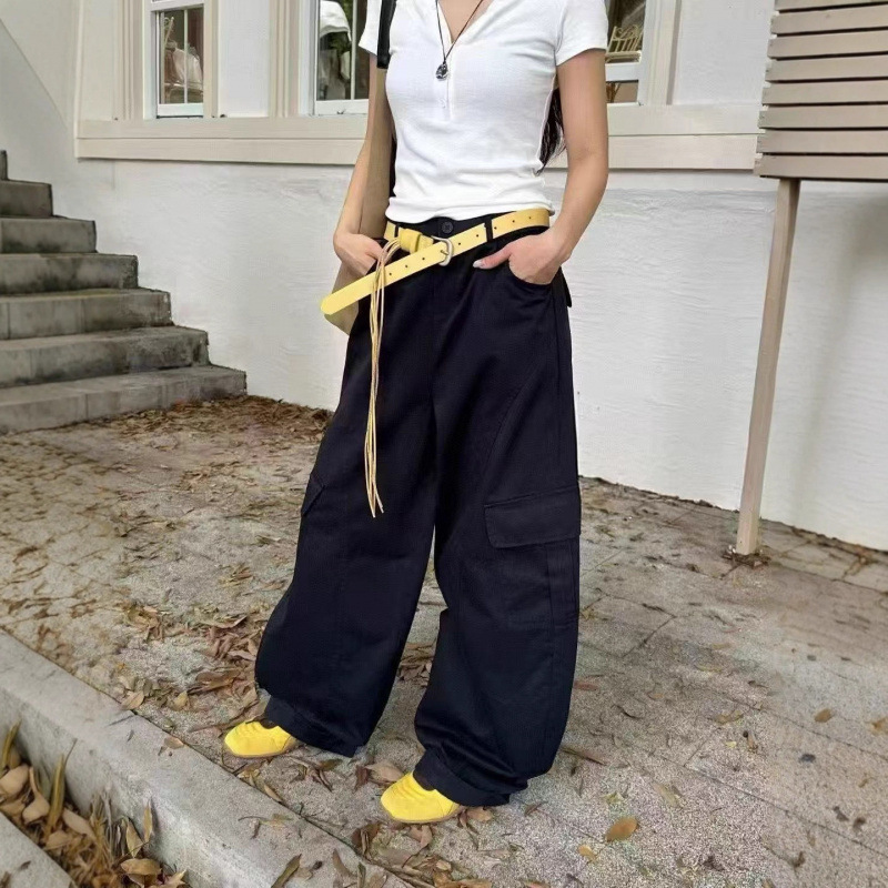 韩系复古时尚弯刀显瘦高级阔腿裤女夏款文艺范慵懒宽松洋气遮胯潮|undefined
