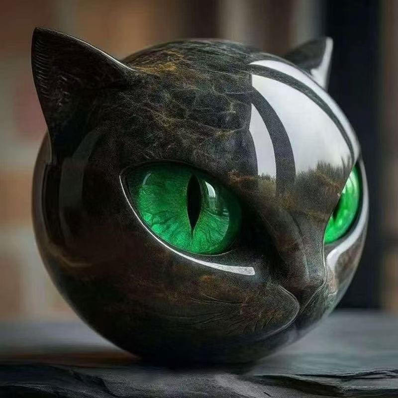 跨境新款Luxury black cat figurine奢华黑猫摆件树脂猫石|undefined