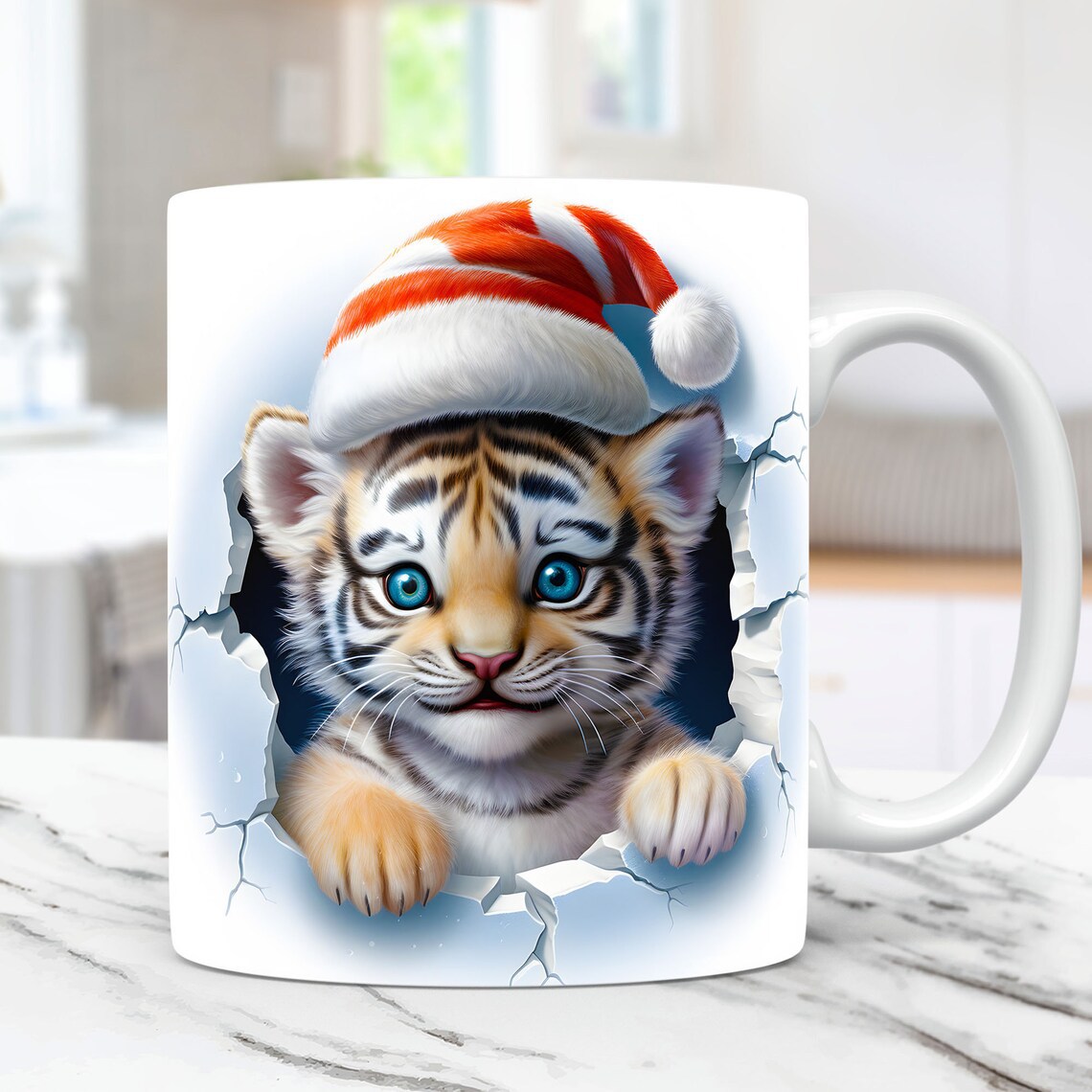 Новый рождественский 3D животный узор тигр белый медведь щенок керамический кофе кружка друга подарок