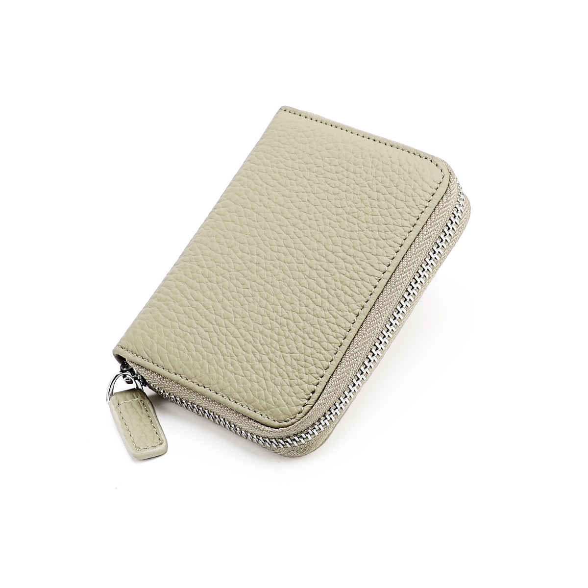 Amazon Japonés Cartera de cuero genuino MONEDERO órgano titular de la tarjeta RFID antirrobo cremallera monedero de la moneda de gran capacidad titular de la tarjeta