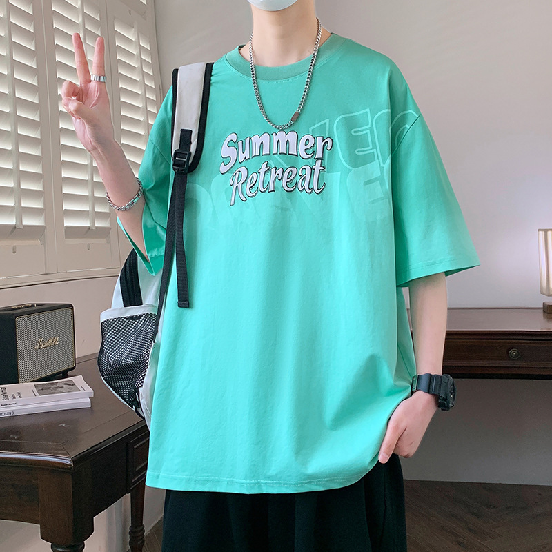 夏の青少年の半袖のtシャツの男性の2025新型の大きい子供の潮牌の夏の高校の中学校の学生のゆったりしている半袖|undefined