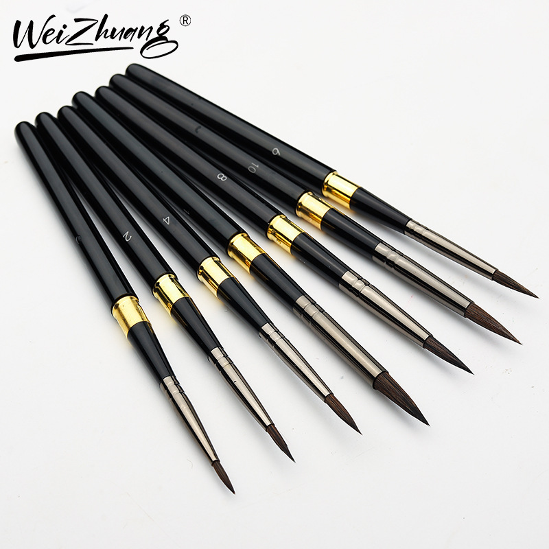 Cross-border hot sale Black Rod metal rod travel pen nylon hair watercolor pen removable brush nail art pen Oil Brush