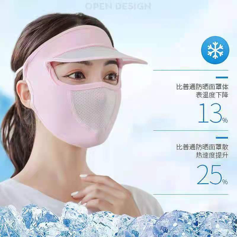 Summer Ice Silk Sun Protection Face Mask with Ear Loops, Short Brim Outdoor Cycling Sun Protection Product Breathable Face Cover
