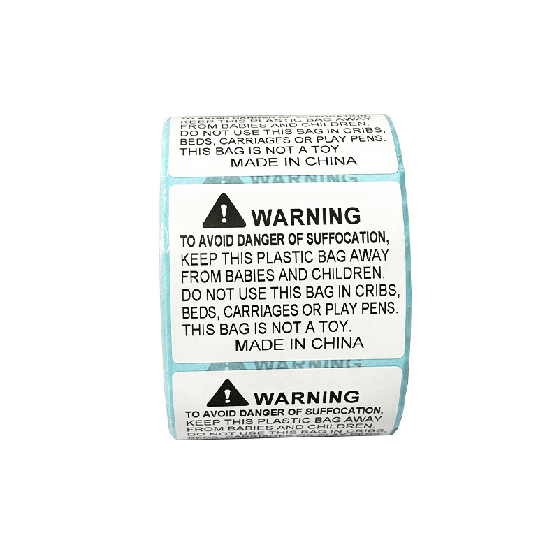 접착성 아마존 질식 방지 경고 라벨 WARNING 국경 간 전자 상거래 환경 친화적 포장 영어 경고 라벨