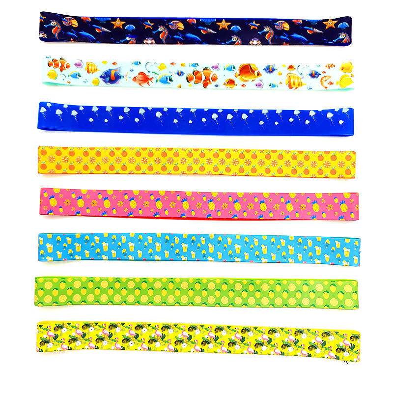 Barra de playa de flores de impresión en color transfronterizo 30CM bridas de silicona verano fruta animal patrón 2.5CM bridas al por mayor