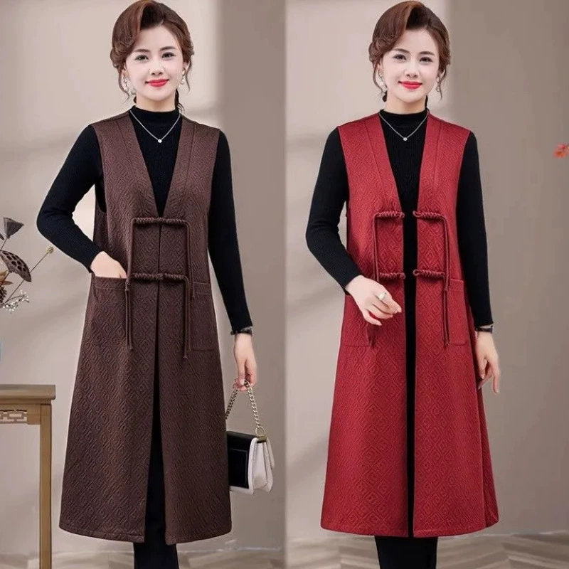 Темперамент элегантный длинный жилет до колен