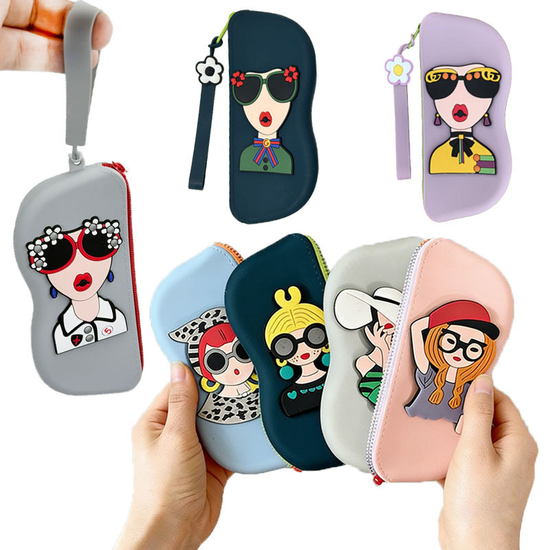 Cross-Border Hot Selling Silicone Glasses Bag Portable Sunglasses Storage Bag Sunglasses Storage Box DIY Glasses Silicone Bag