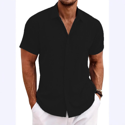 Summer Collar Button Men 3D Printed No Pockets Printed Amazon Shirt