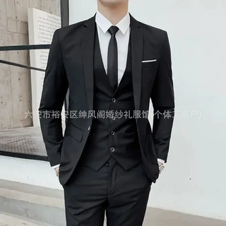 欧美气质男士西装三件套高端外贸独立站休闲西服婚礼新郎结婚礼服