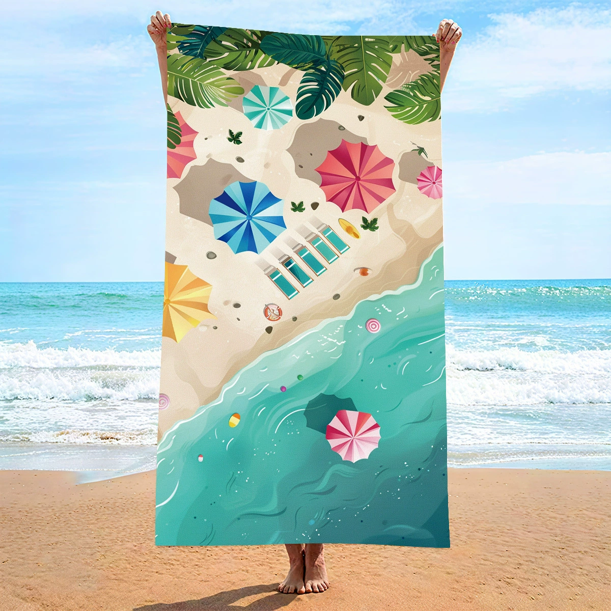Quick dry double-sided beach cartoon cute bath towel, (Physicals), Amazon