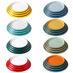 密胺雙色圓盤網紅餐具火鍋店配菜盤餐廳飯店商用盤子圓形西餐盤