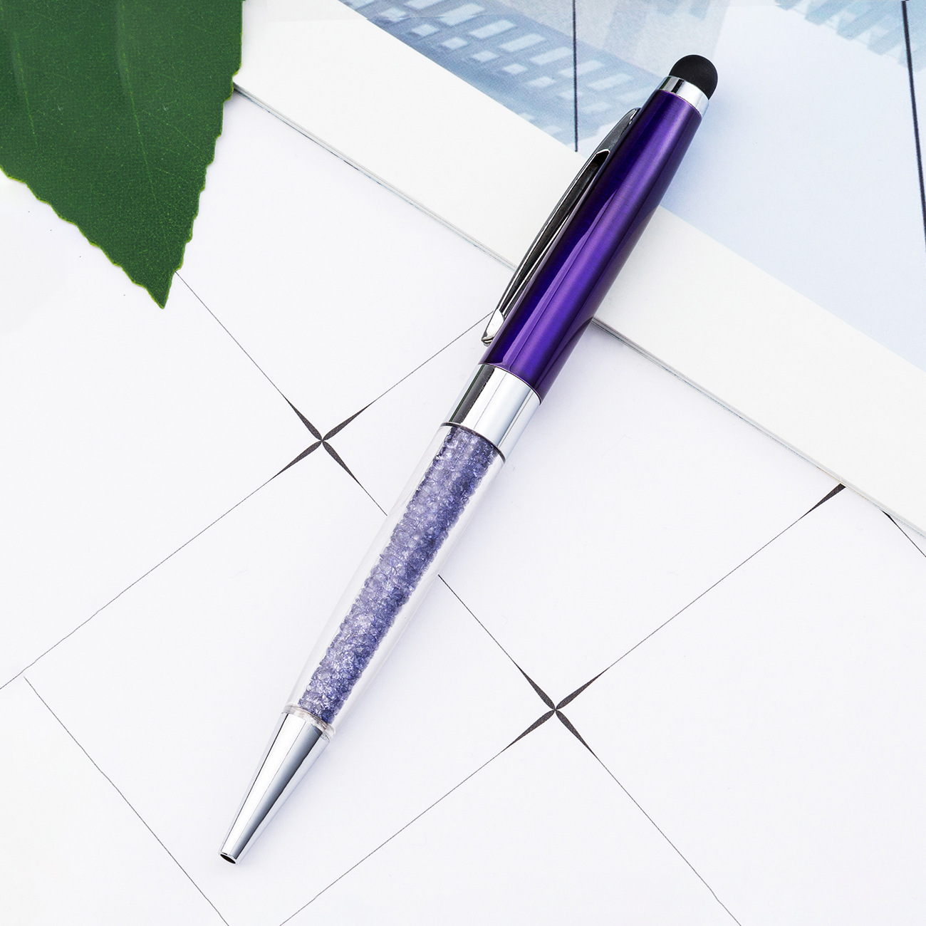 Bolígrafo de cristal de metal rotativo bolígrafo de diamante de escritura de papelería coreana bolígrafo de pantalla táctil