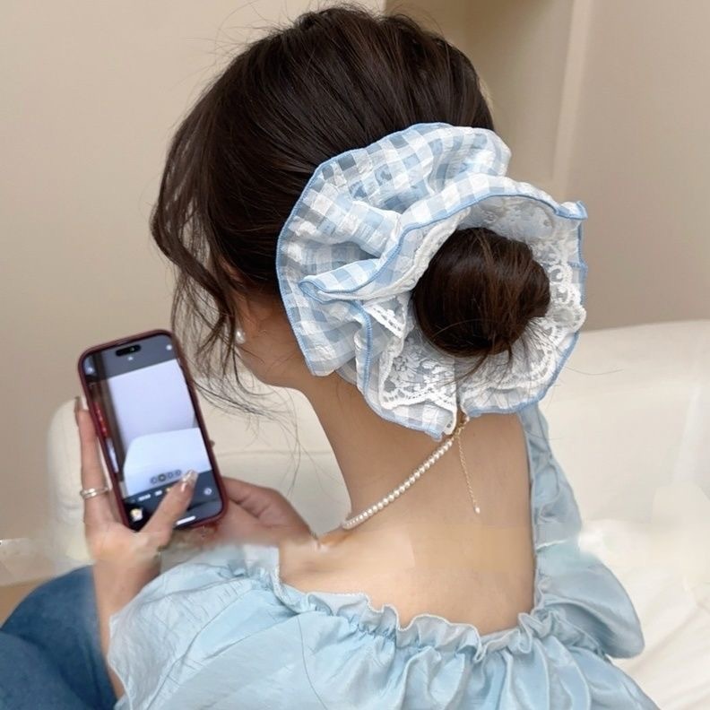 韓国風の大きなリボン花柄ヘアゴム、甘い水玉模様のヘアロープ、高級で優しいヘアロープ、万能な帽子|undefined