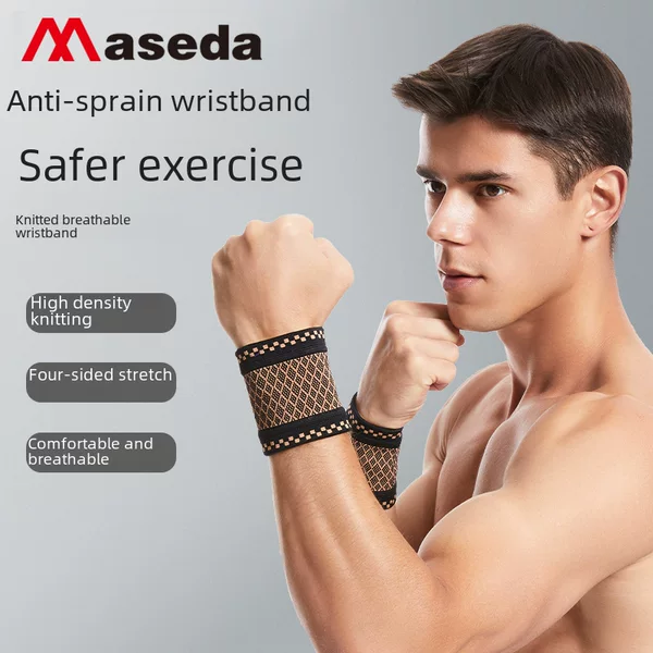 Max Sports Wristbands Cross-Border Sweat-Absorbent Copper Fiber Copper-Containing Nylon Knitted Pressurized Amazon Wristbands