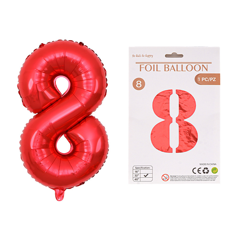 Globo de película de aluminio digital de 32 pulgadas, tarjeta de papel, tapa dura, paquete individual, cuerpo delgado, fiesta digital, globo decorativo flotante